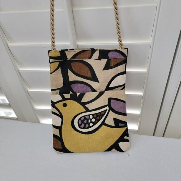 Adorable Crossbody Bag with Birds and Beads with Purple Satin Lining - Picture 3 of 10